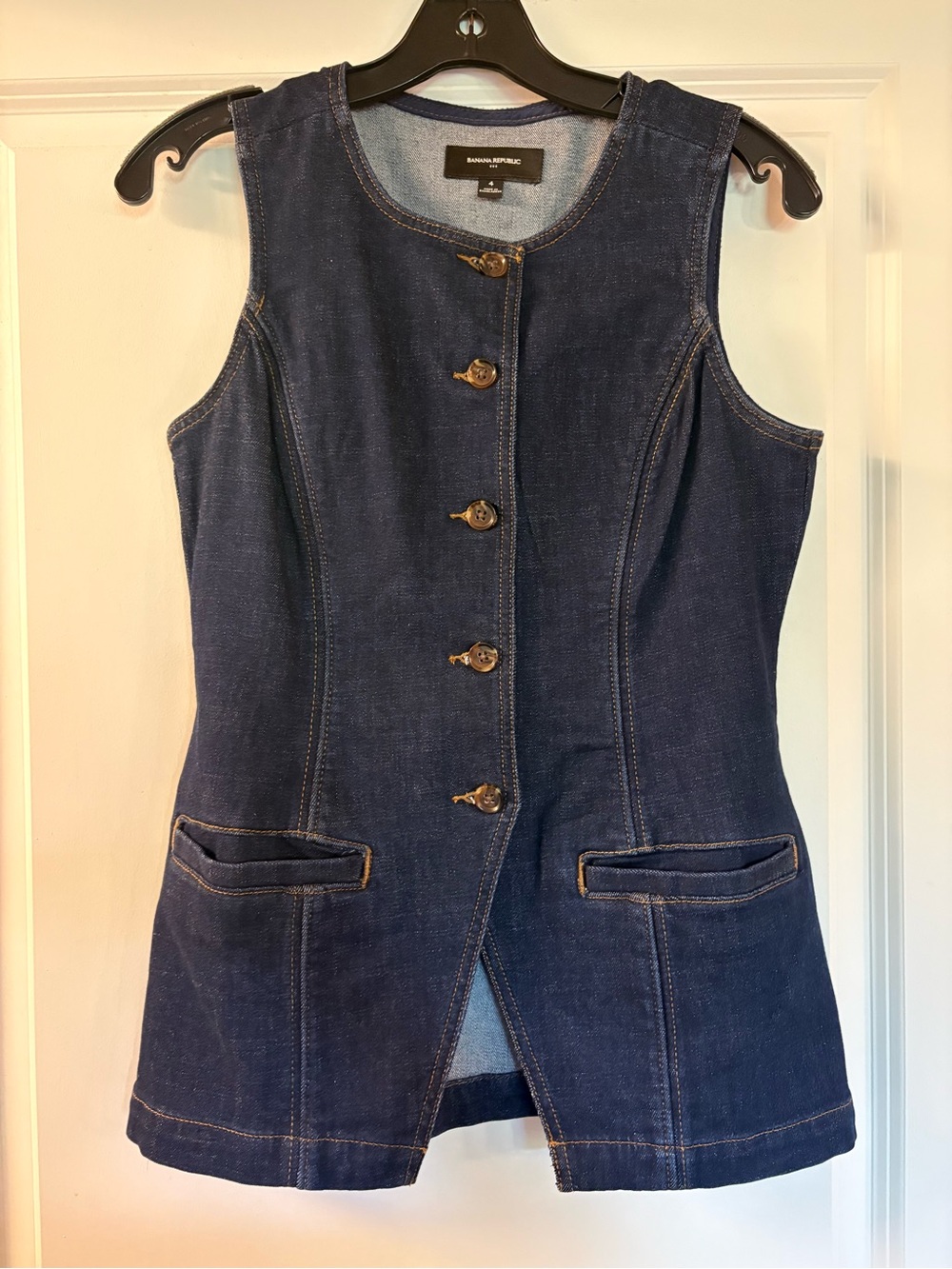 Banana Republic Navy Denim Button-Front Vest